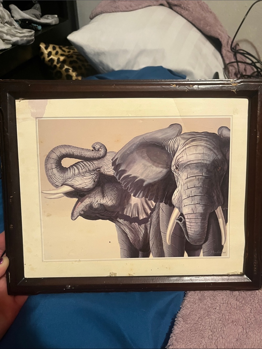Gray Elephant Duo Art Print - Neutral Elephant Wall Art